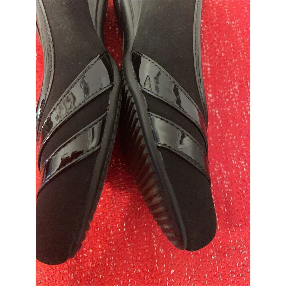 LifeStride Delight Black Low Wedge Slip On Flats Women Size 11M